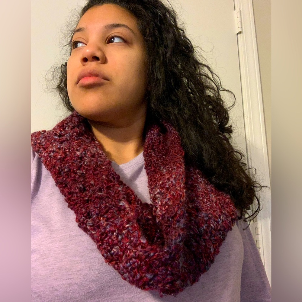 Handmade crochet infinity scarf